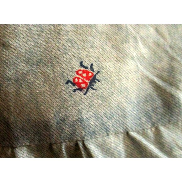 Vintage 1970s Womens Ladybug Shrt Medium Blue Pullover Moo-Moo Hippy Top Printed - Picture 7 of 7